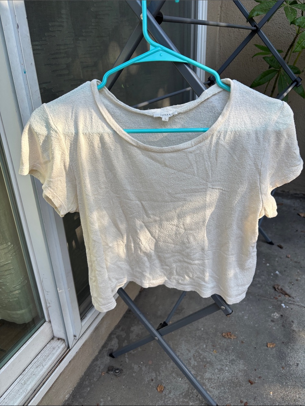 OZMA Cream Short Sleeve Textured Tee